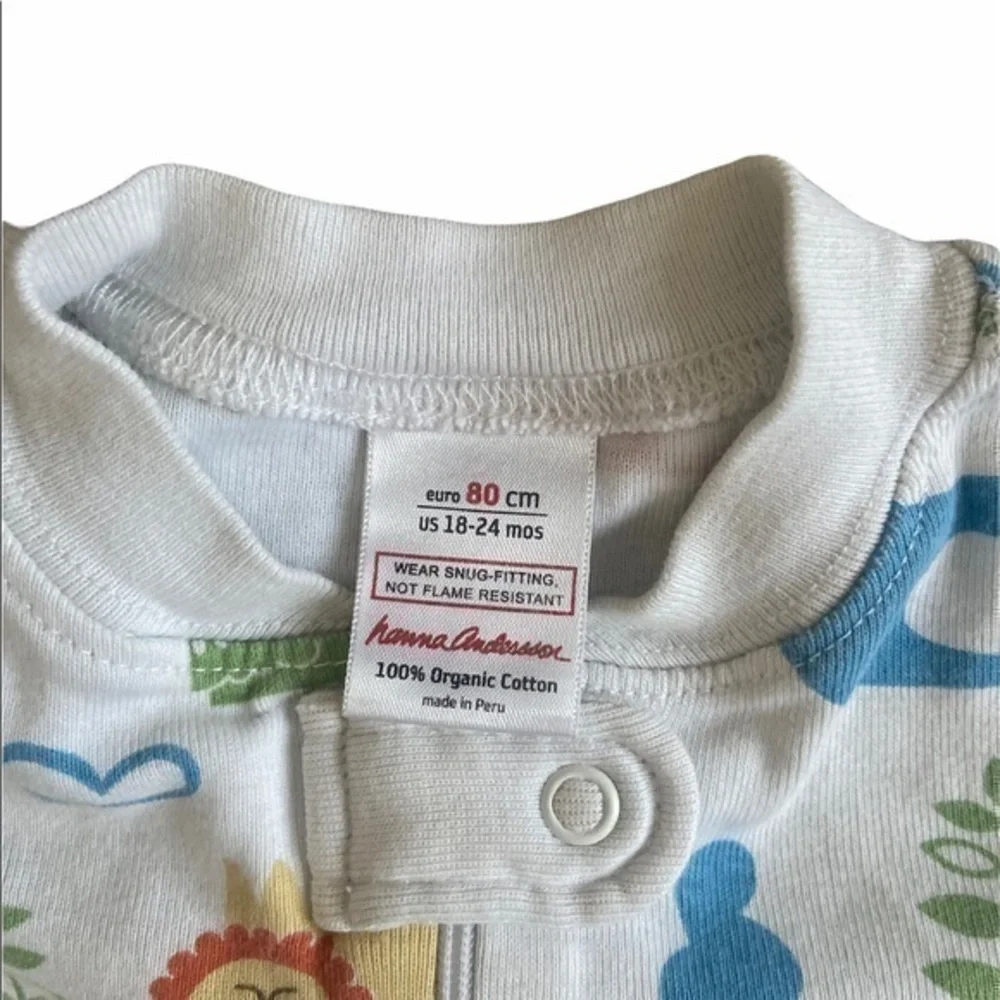 Hanna Andersson Zoo Animals Printed Organic Cotton‎ Zip Up Baby Pajamas
